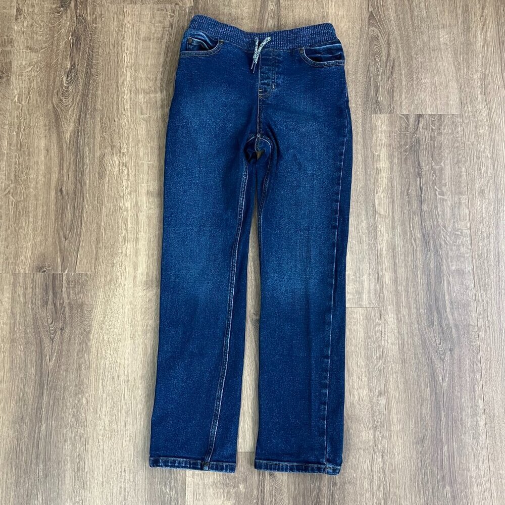 Lands End Straight Leg Boys Jeans Comfort Waist Drawstring Sz L (10-12)